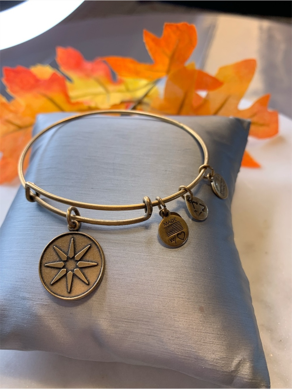 Alex and Ani Gold Compass and Charm Expandable Bracelet
